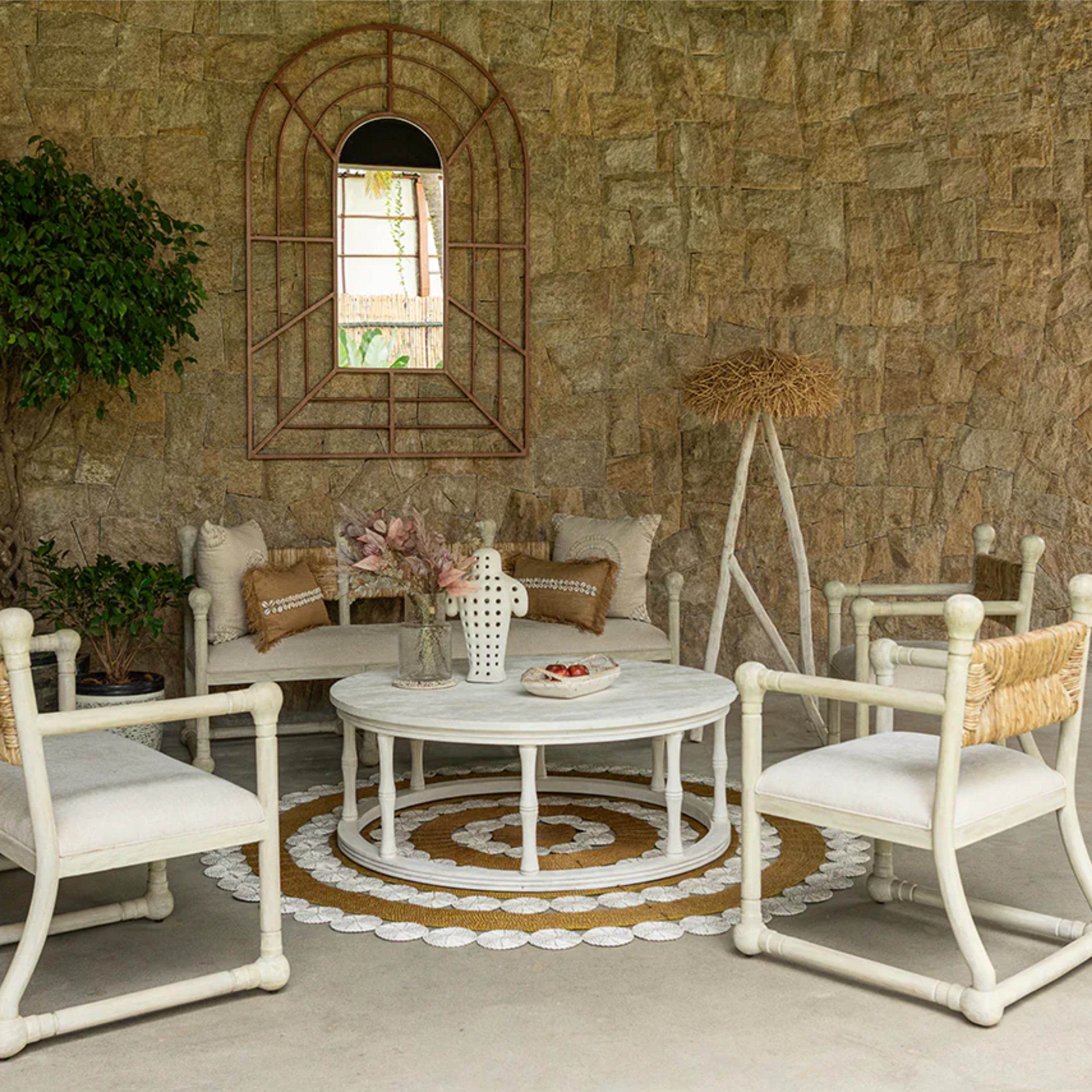 Round wooden coffee table